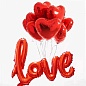 Шар (22''/56 см) Фигура, Надпись "Love", Красный, 1 шт. 