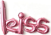 Шар (41''/104 см) Фигура, Надпись "Kiss", Розовый, 1 шт.