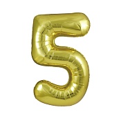 Шар (40''/102 см) Цифра, 5, Золото, 1 шт. в уп.