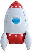 Шар (27''/69 см) Фигура, 3D Ракета, Красный, 1 шт.