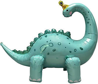Шар 3D (47''/119 см) Фигура, Динозавр Бронтозавр в колпачке, 1 шт. в уп.
