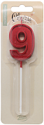 Свеча Цифра, 9 Лаконичная серия, Красный, 5 см, 1 шт. с держат.