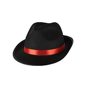 Шляпа Мафиози, фетр, Черный/Красный, 1 шт. 