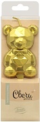 Свечи Фигура 3D, Мишка, Золото, Металлик, 2,5*4 см, 1 шт. с держат.