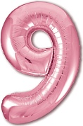 Шар (40''/102 см) Цифра, 9 Slim, Розовый фламинго, 1 шт. в упак.