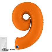 Шар (40''/102 см) Цифра, 9, Оранжевый, Сатин, 1 шт. в уп. 