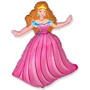 Шар (14''/36 см) Мини-фигура, Принцесса, Розовый, 1 шт.