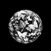 Шар (18''/46 см) Сфера 3D, Deco Bubble, Белые бабочки, Прозрачный, Кристалл, 1 шт. в упак.