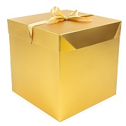Коробка подарочная, складная Атласный бант, Золото, Металлик, 21*21*21 см, 1 шт. в упак. 
