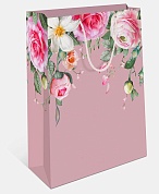 Пакет подарочный, Цветочный каскад, Розовый, 42,5*33*10 см, 1 шт.