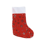 Декоративный новогодний носок, со снежинками, Красный/Серебро, 17*35 см, 1 шт. 