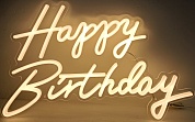 Световая надпись Happy Birthday, Теплый белый, 35*57 см. 1 шт.