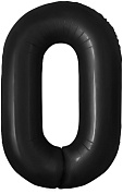 Шар с клапаном (16''/41 см) Мини-цифра, 0, Черный, 1 шт. 