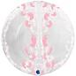 Шар 3D (19''/48 см) Сфера, Ножка малышки, Прозрачный/Розовый, Кристалл, 1 шт. в уп. 