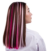 Цветные пряди для волос, на заколке, 5 гр., Розовый микс, 50*3,3 см, 6 шт. 