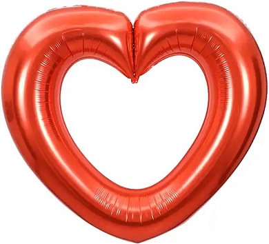 Шар (40''/102 см) Сердце, Контур, Красный, 1 шт. 