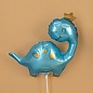 Шар (14''/36 см) Мини-фигура, Динозаврик в короне, Голубой, 1 шт. 