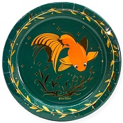 Тарелки (9''/23 см) Золотые рыбки, Темно-зеленый, 6 шт.