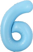 Шар с клапаном (16''/41 см) Мини-цифра, 6, Голубой, 1 шт. 